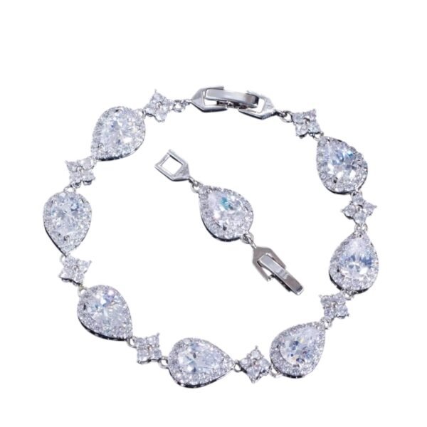 Aria Onyx Tennis Pear Bracelet(Silver)