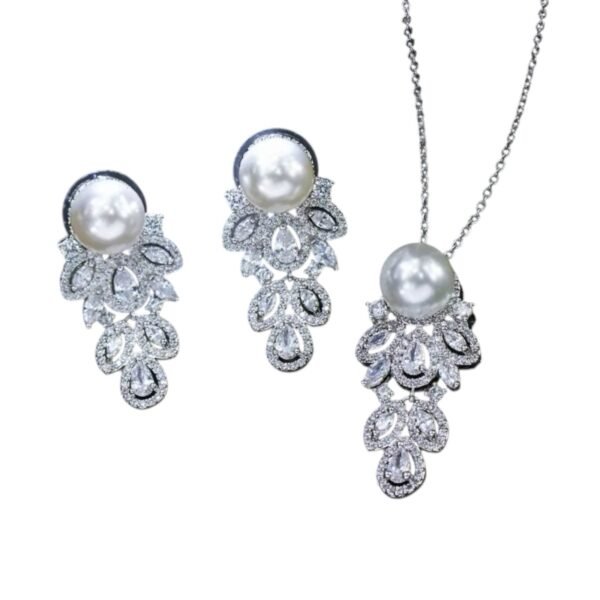 Aria Luxurious Crystal Pearl Feather set
