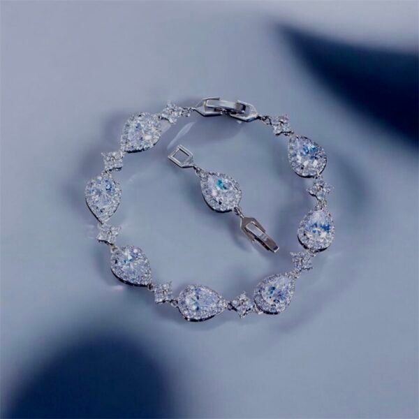 Onyx Tennis Pear Bracelet(Silver)